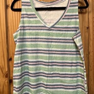 Eddie Bauer Mint and Lavender Striped Tank Top